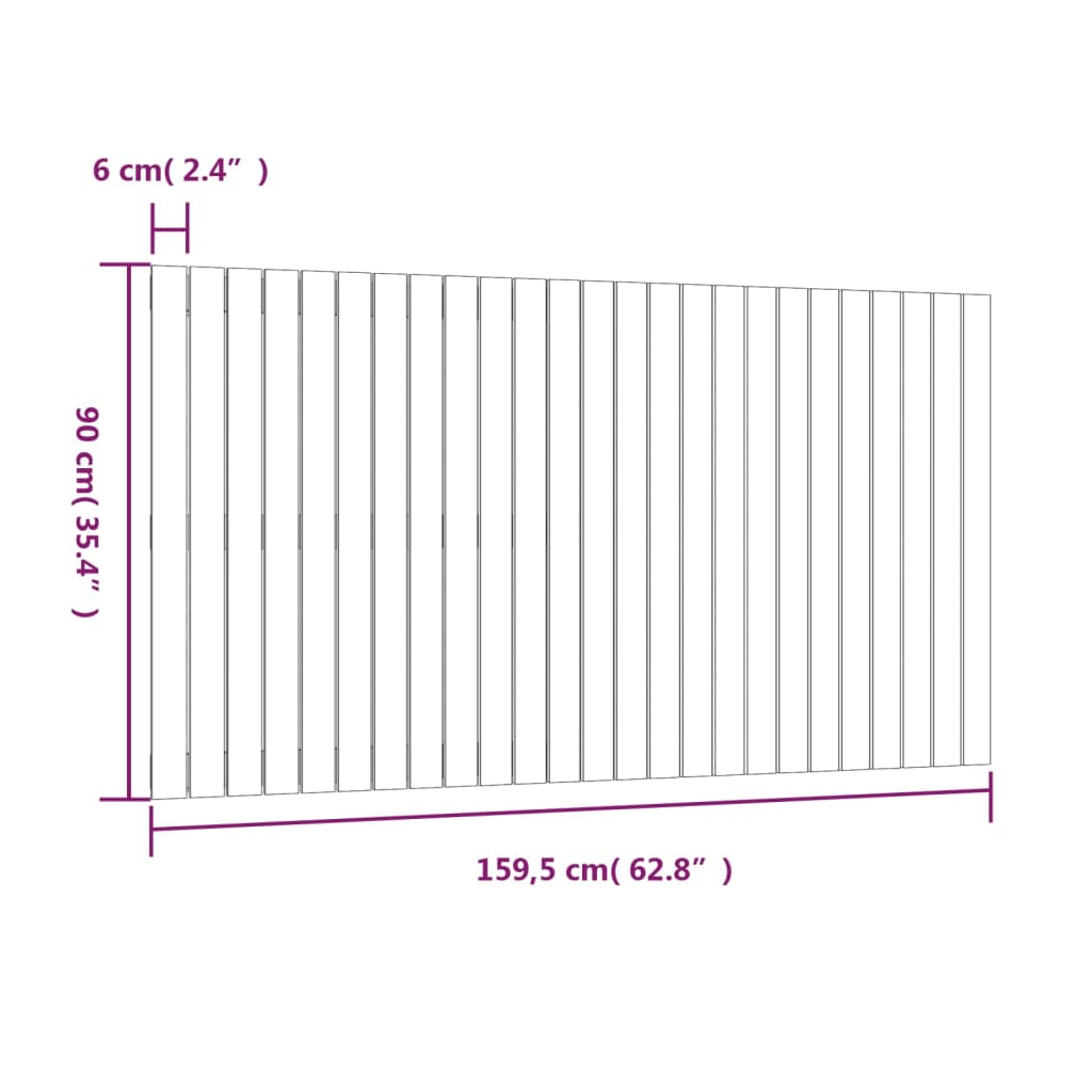 Wall Headboard 159.5 Cm Solid Wood Pine