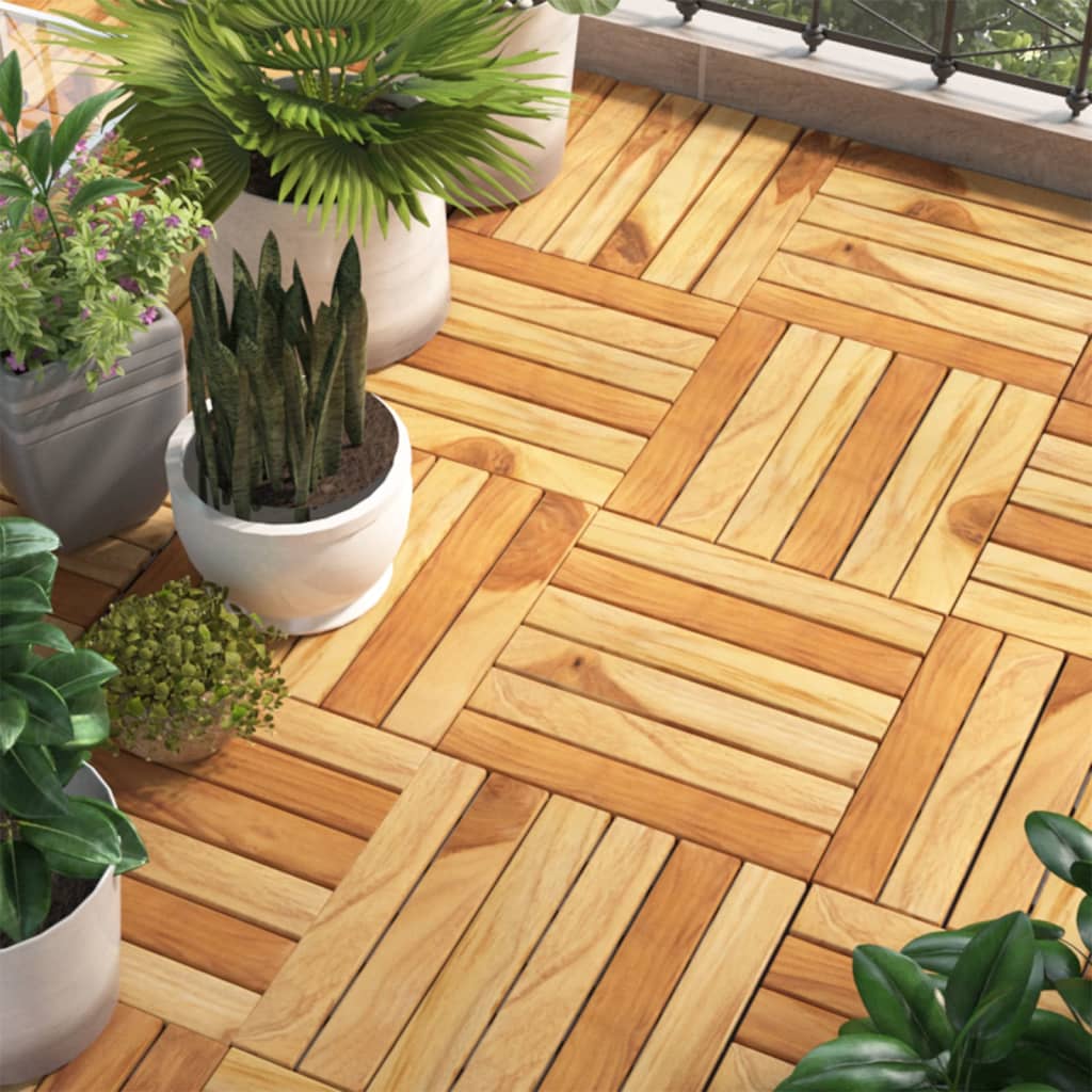 Decking Tiles 20 Pcs 30X30 Cm Solid Wood Teak