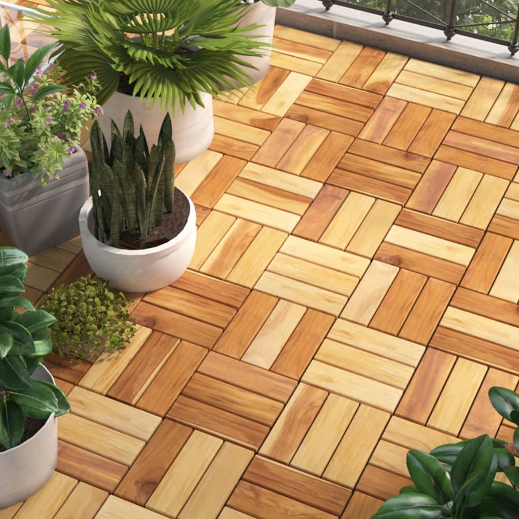 Decking Tiles 20 Pcs 30X30 Cm Solid Wood Teak