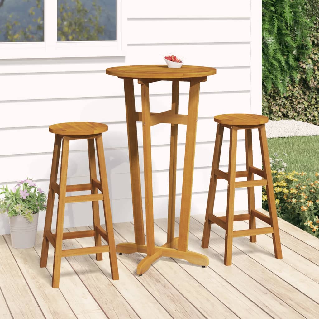 3 Piece Garden Bar Set Solid Wood Acacia