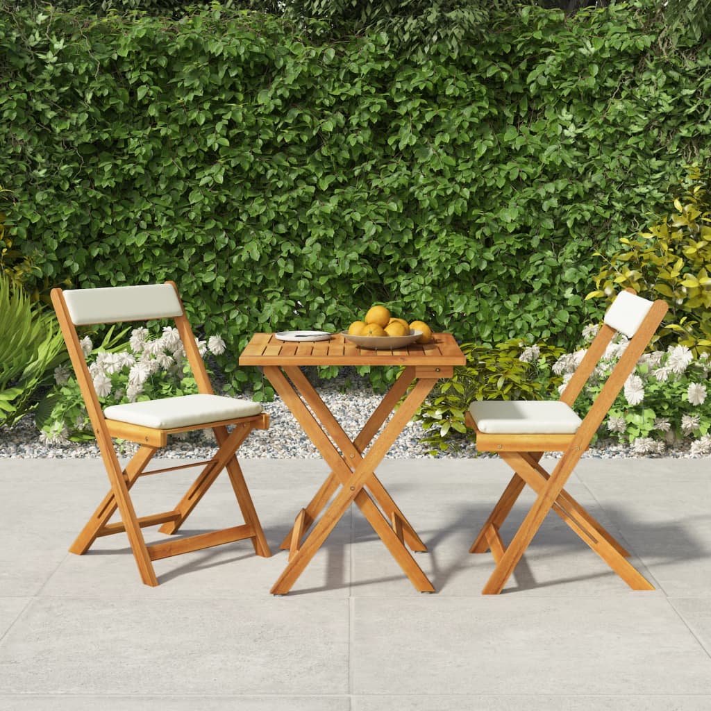 3 Piece Folding Bistro Set Solid Wood Acacia