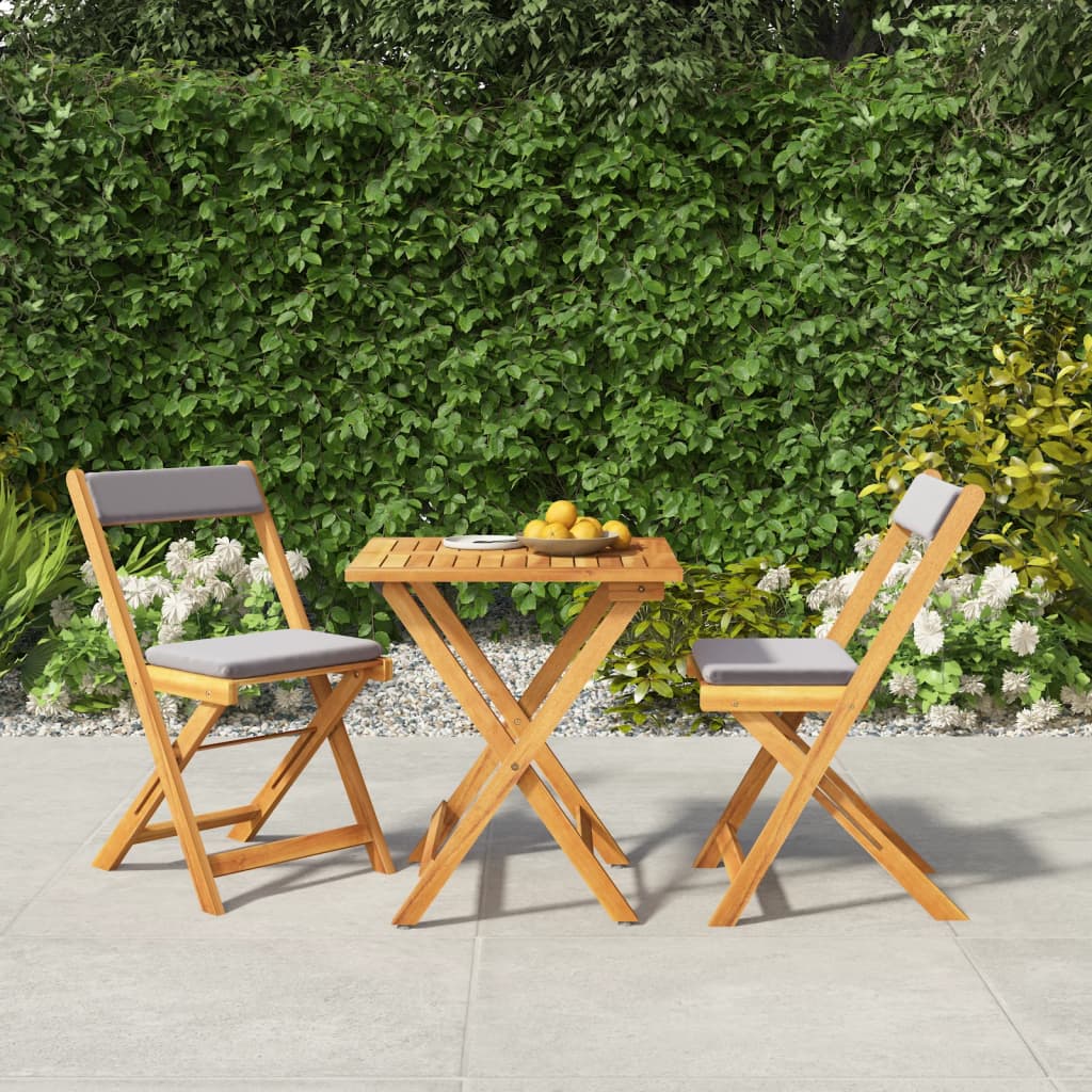3 Piece Folding Bistro Set Solid Wood Acacia
