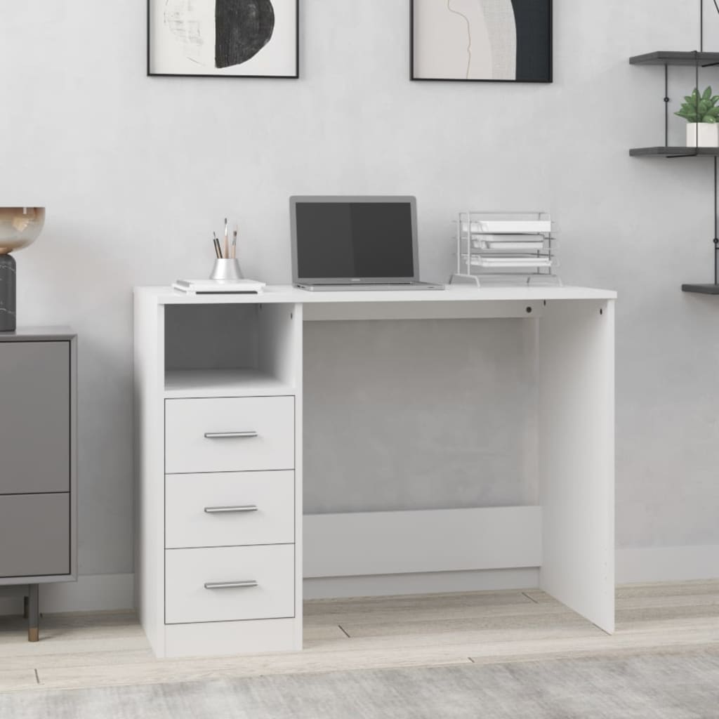 Desk With Drawers 102X50X76 Cm Engineered Wood