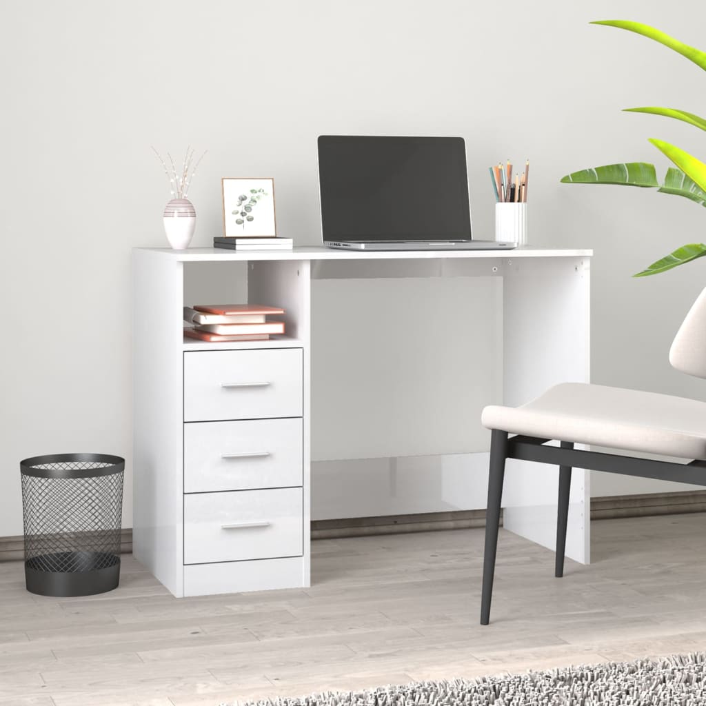 Desk With Drawers 102X50X76 Cm Engineered Wood