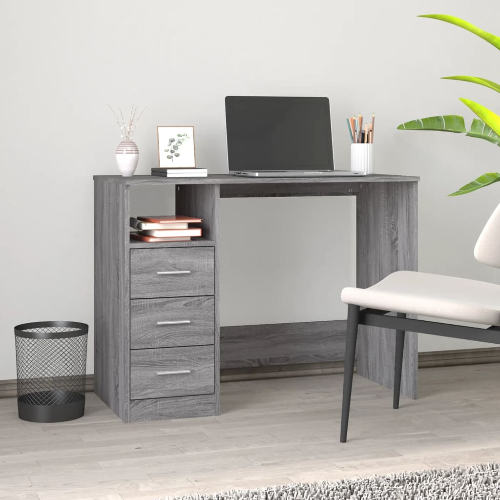 Desk With Drawers 102X50X76 Cm Engineered Wood