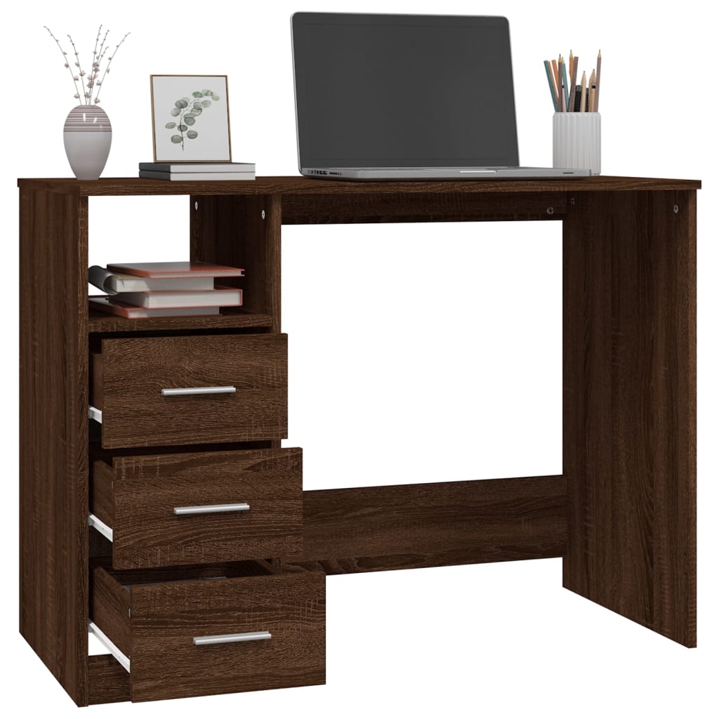 Desk With Drawers 102X50X76 Cm Engineered Wood