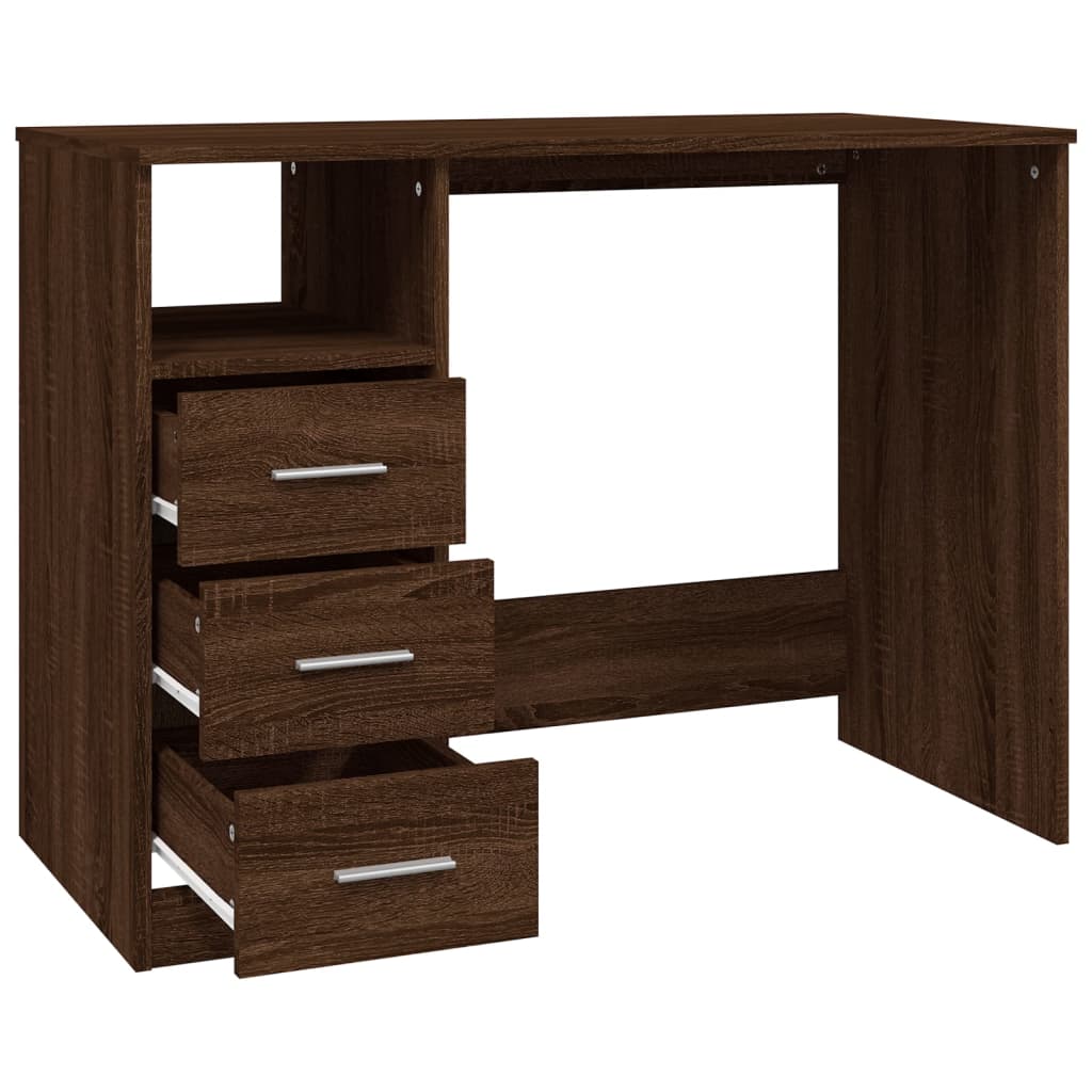 Desk With Drawers 102X50X76 Cm Engineered Wood