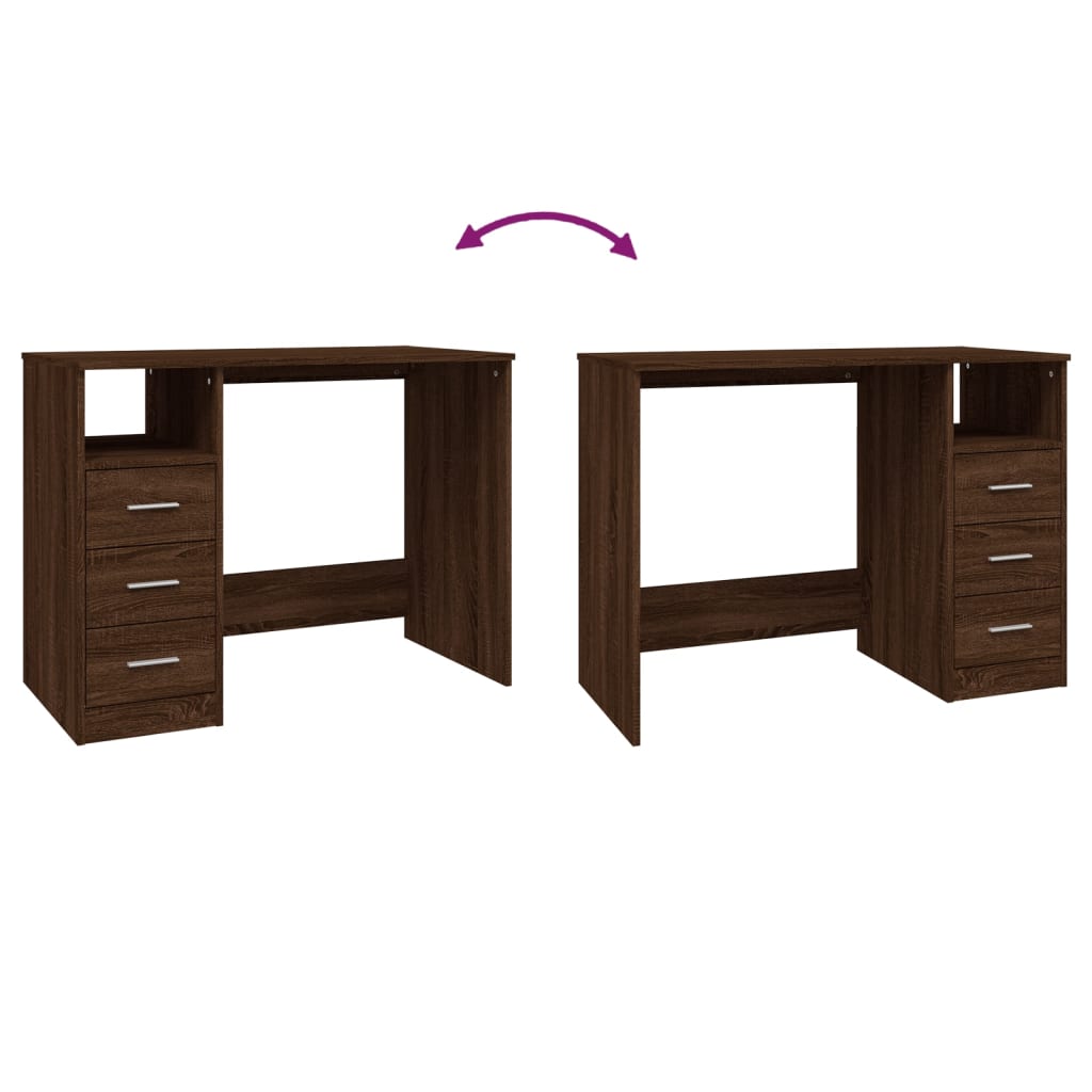 Desk With Drawers 102X50X76 Cm Engineered Wood
