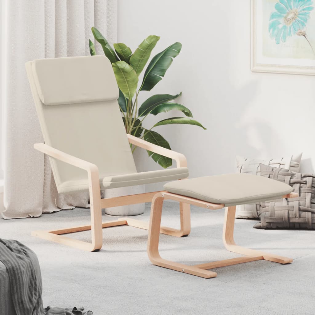 Relaxing Chair With Footstool Black Fabric