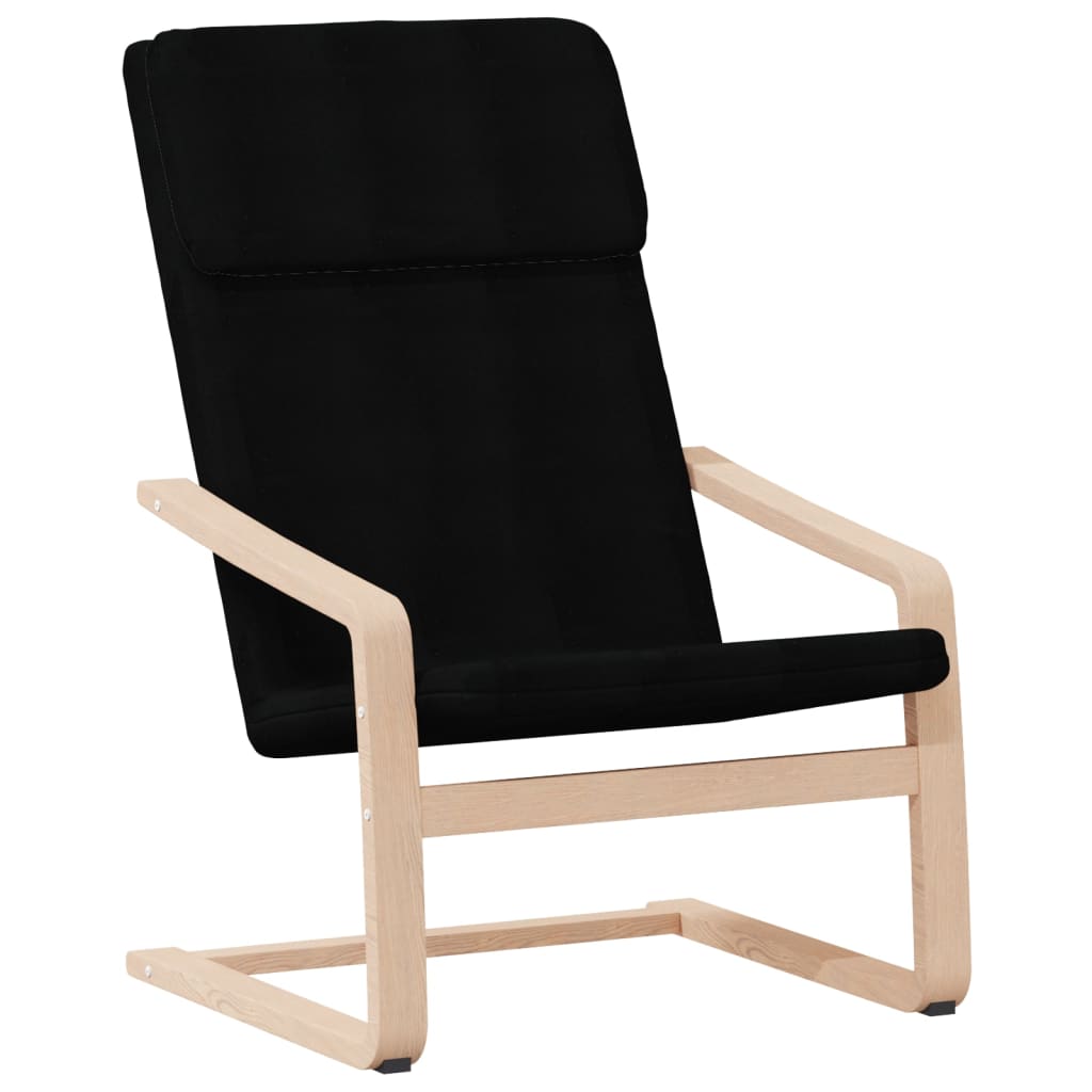 Relaxing Chair With Footstool Black Fabric