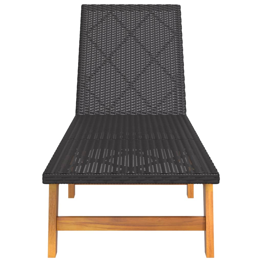Black And Brown Poly Rattan&Solid Wood Acacia