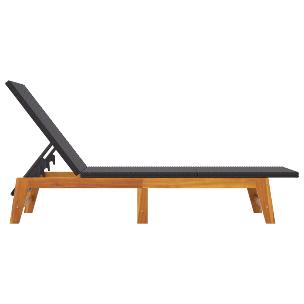 Black And Brown Poly Rattan&Solid Wood Acacia