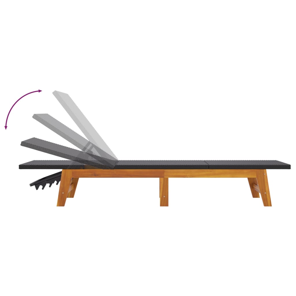 Black And Brown Poly Rattan&Solid Wood Acacia