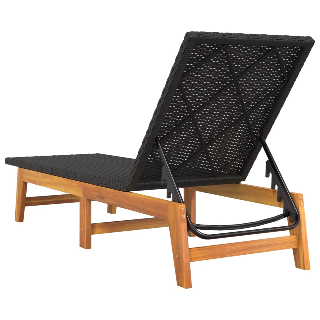 Black And Brown Poly Rattan&Solid Wood Acacia