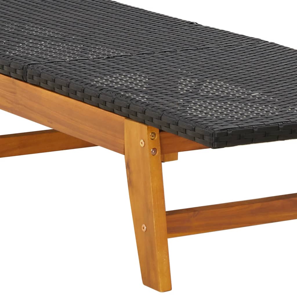 Black And Brown Poly Rattan&Solid Wood Acacia