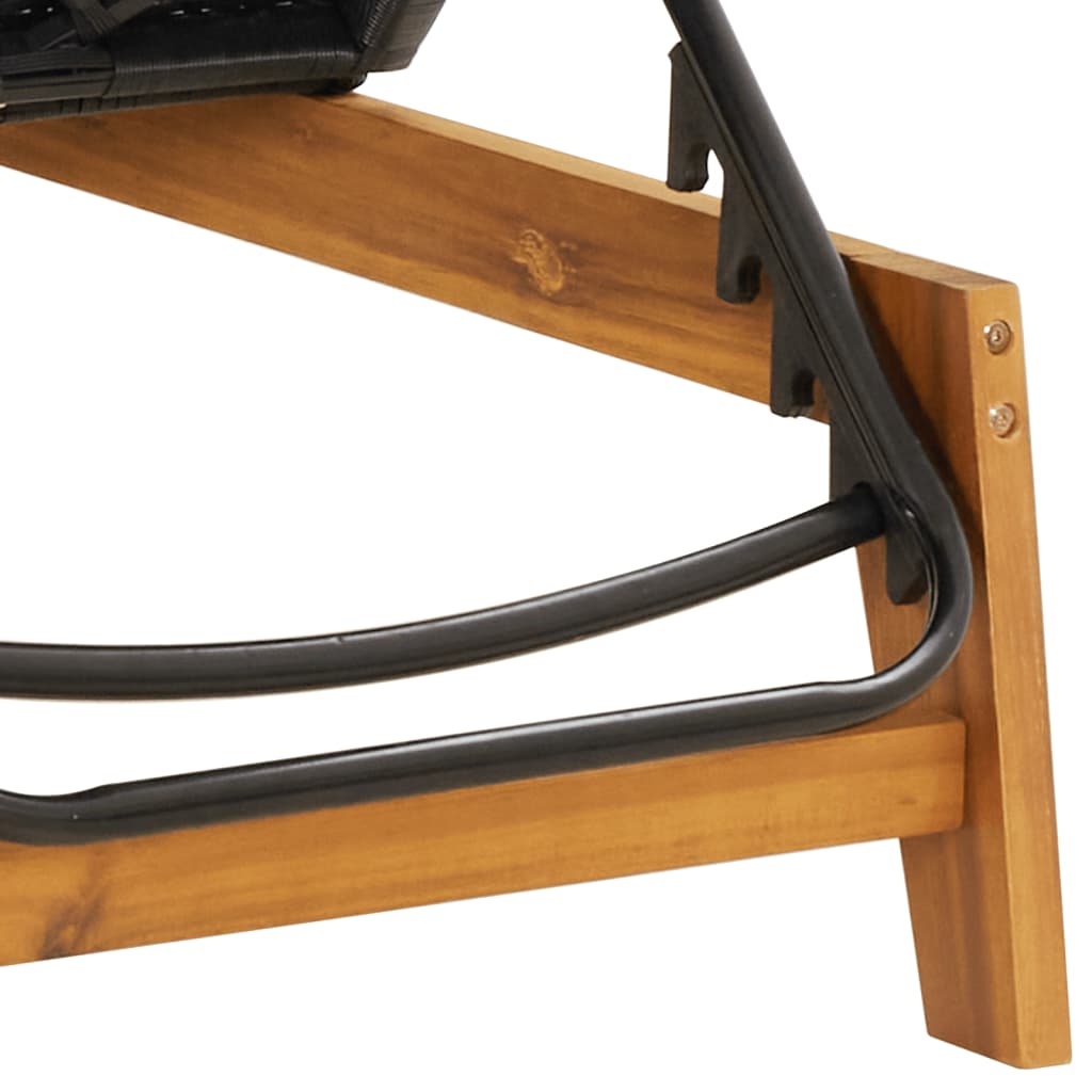 Black And Brown Poly Rattan&Solid Wood Acacia