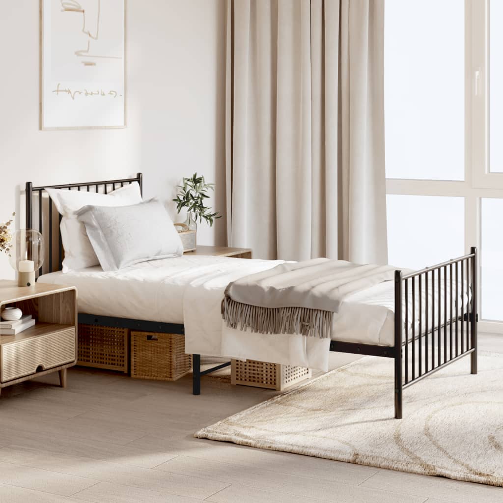 Metal Bed Frame Without Mattress With Footboard 183X203 Cm King