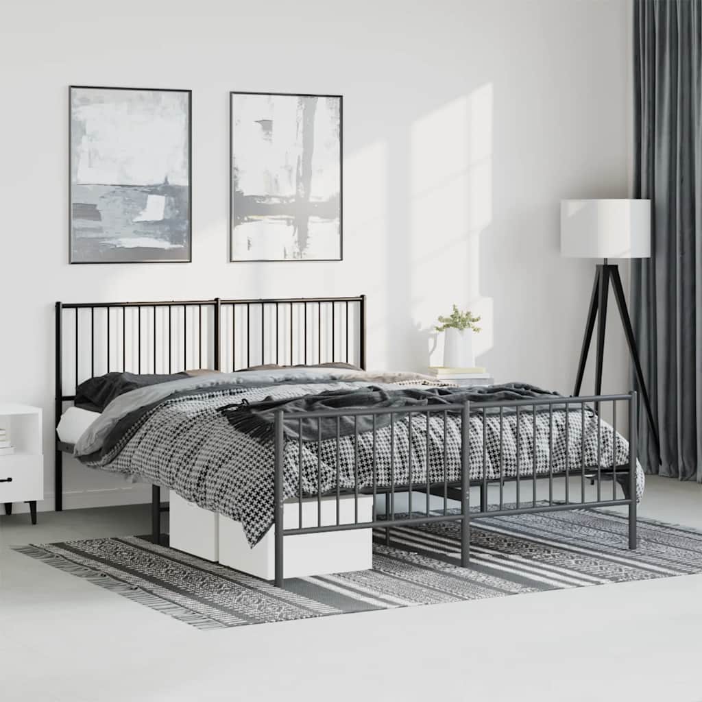 Metal Bed Frame Without Mattress With Footboard 183X203 Cm King