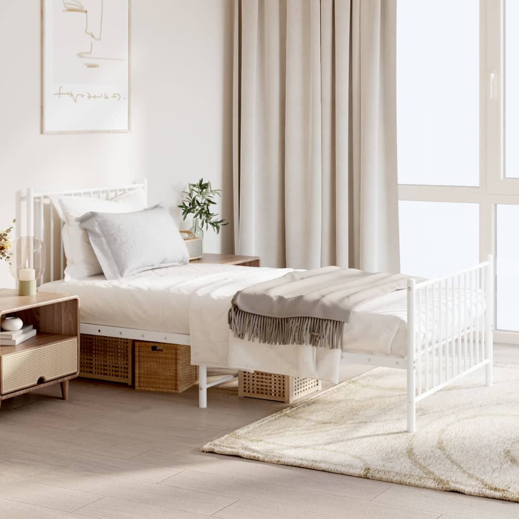 Metal Bed Frame Without Mattress With Footboard 183X203 Cm King