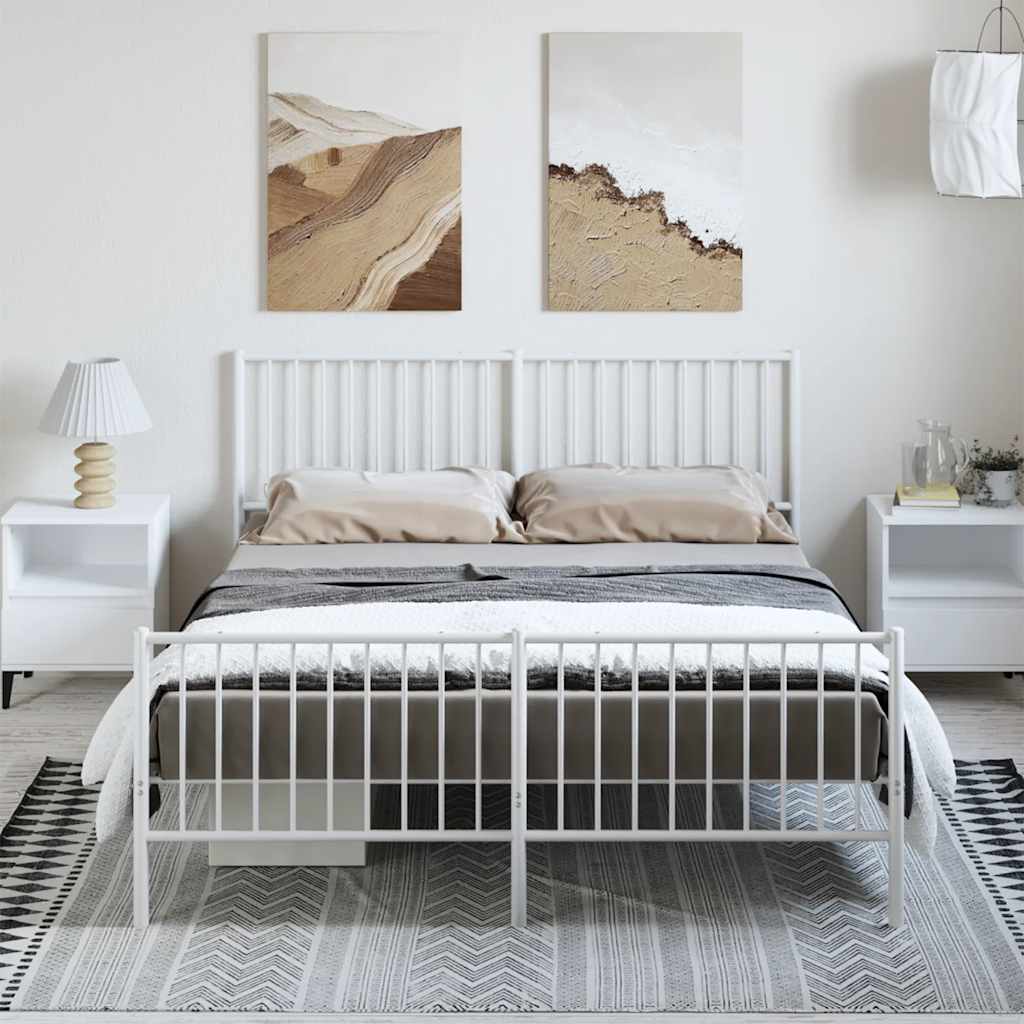 Metal Bed Frame Without Mattress With Footboard 183X203 Cm King