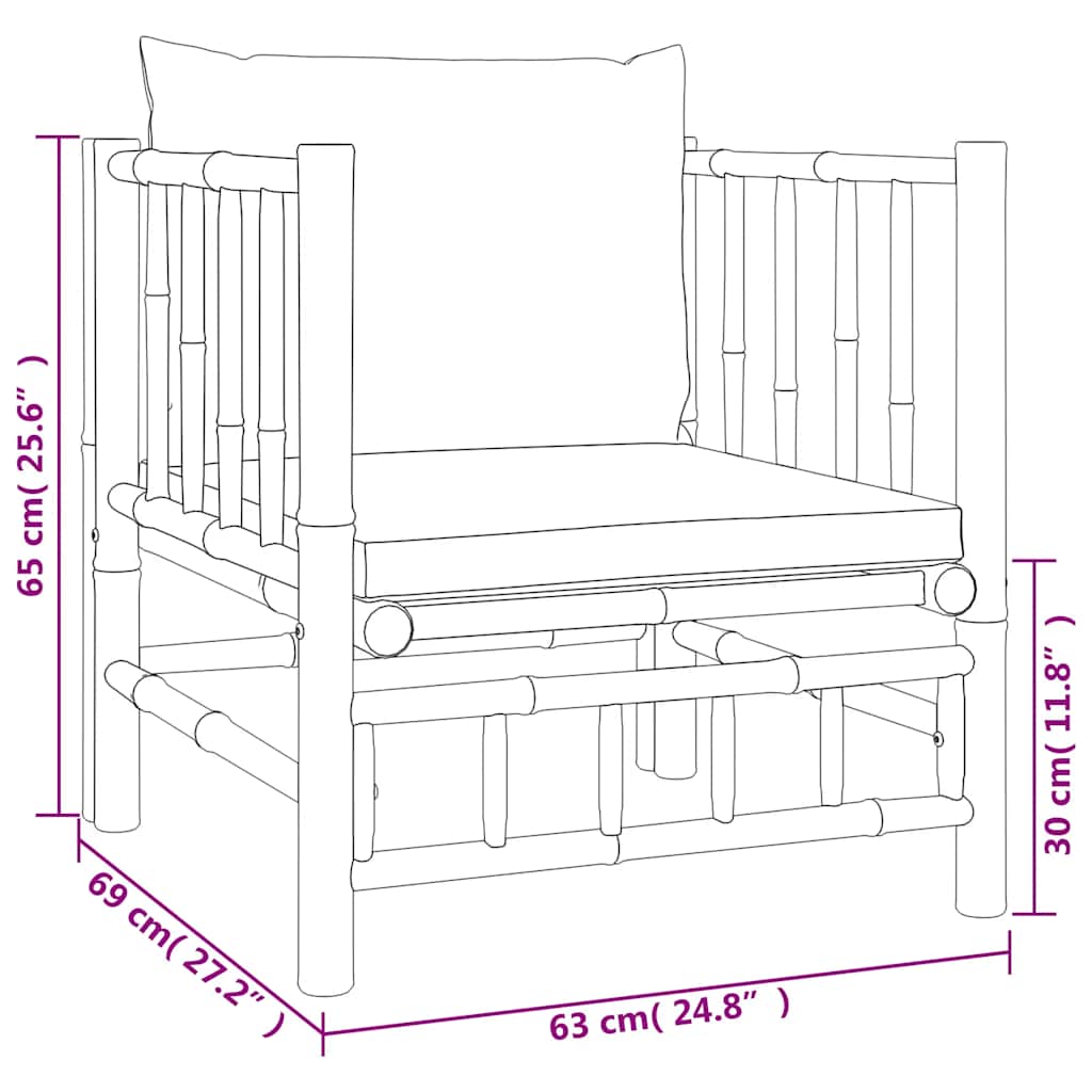 Garden Sofa With Cushions Bamboo