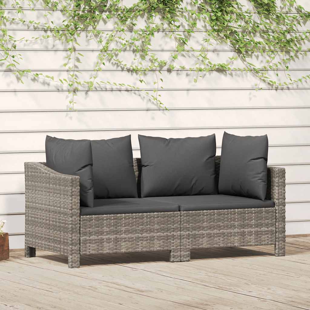 4 Piece Garden Lounge Set With Cushions Grey Poly Rattan