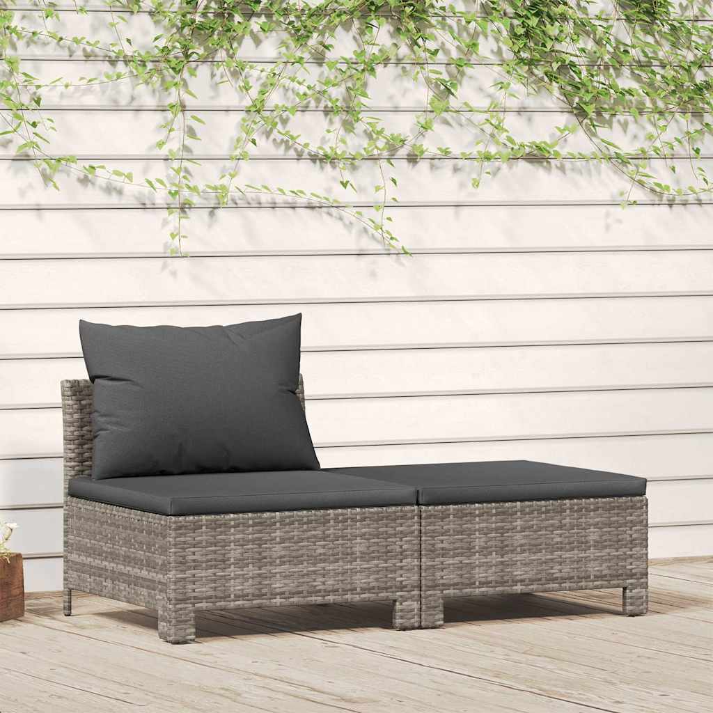4 Piece Garden Lounge Set With Cushions Grey Poly Rattan