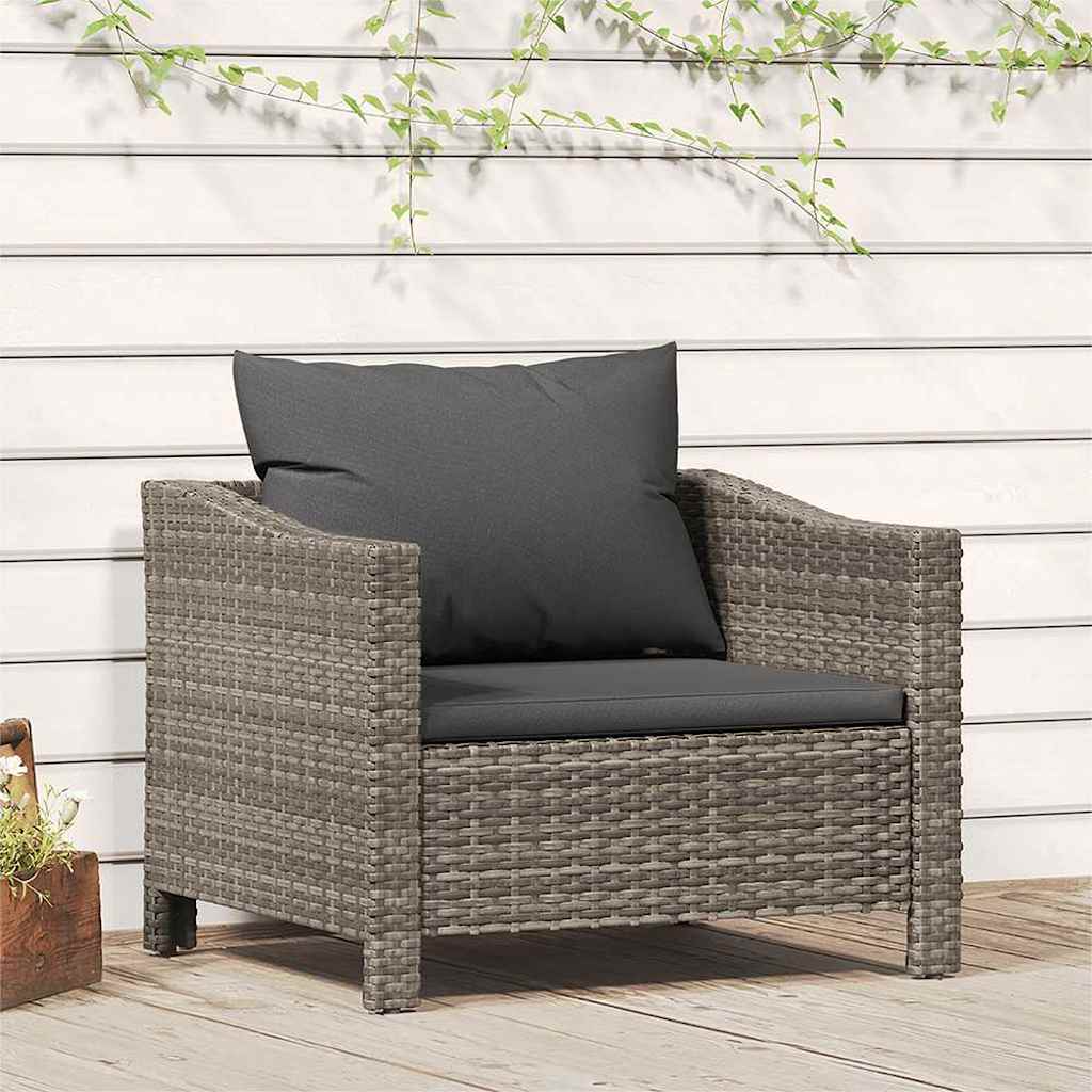 4 Piece Garden Lounge Set With Cushions Grey Poly Rattan