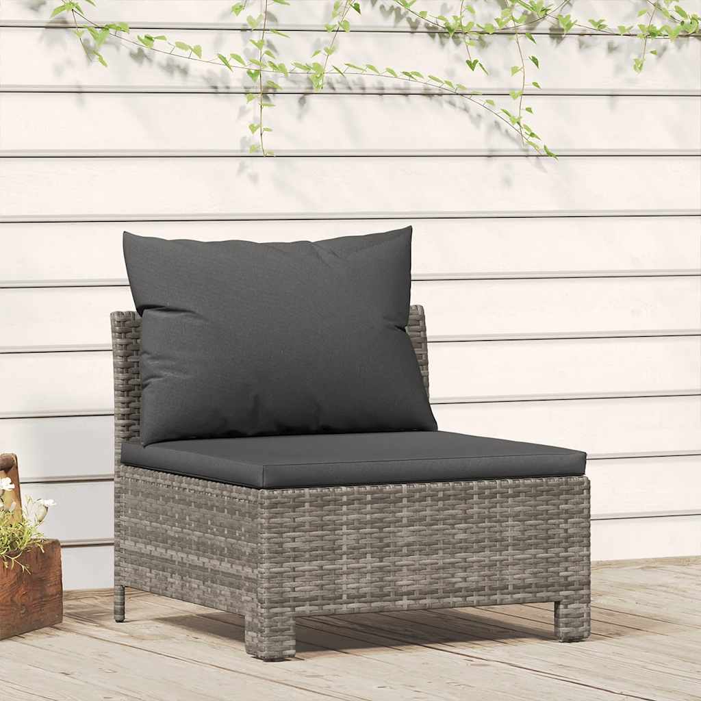 4 Piece Garden Lounge Set With Cushions Grey Poly Rattan