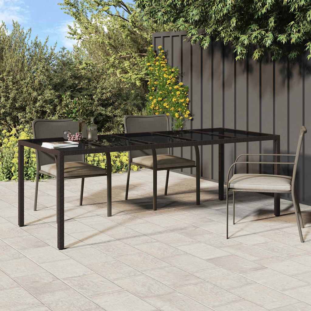 Garden Table 250X100X75 Cm Tempered Glass And Poly Rattan