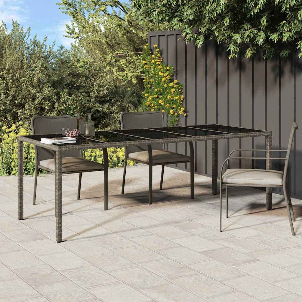 Garden Table 250X100X75 Cm Tempered Glass And Poly Rattan