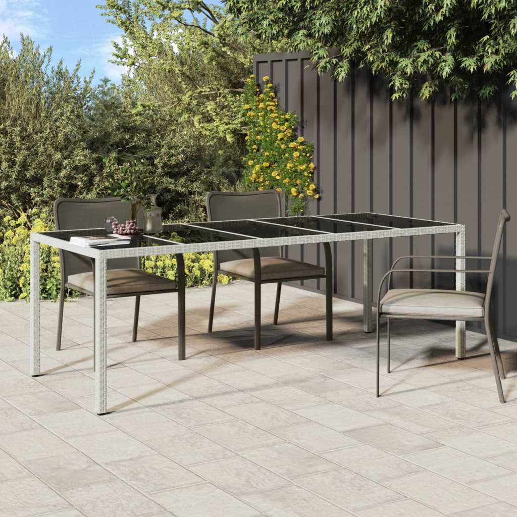 Garden Table 250X100X75 Cm Tempered Glass And Poly Rattan