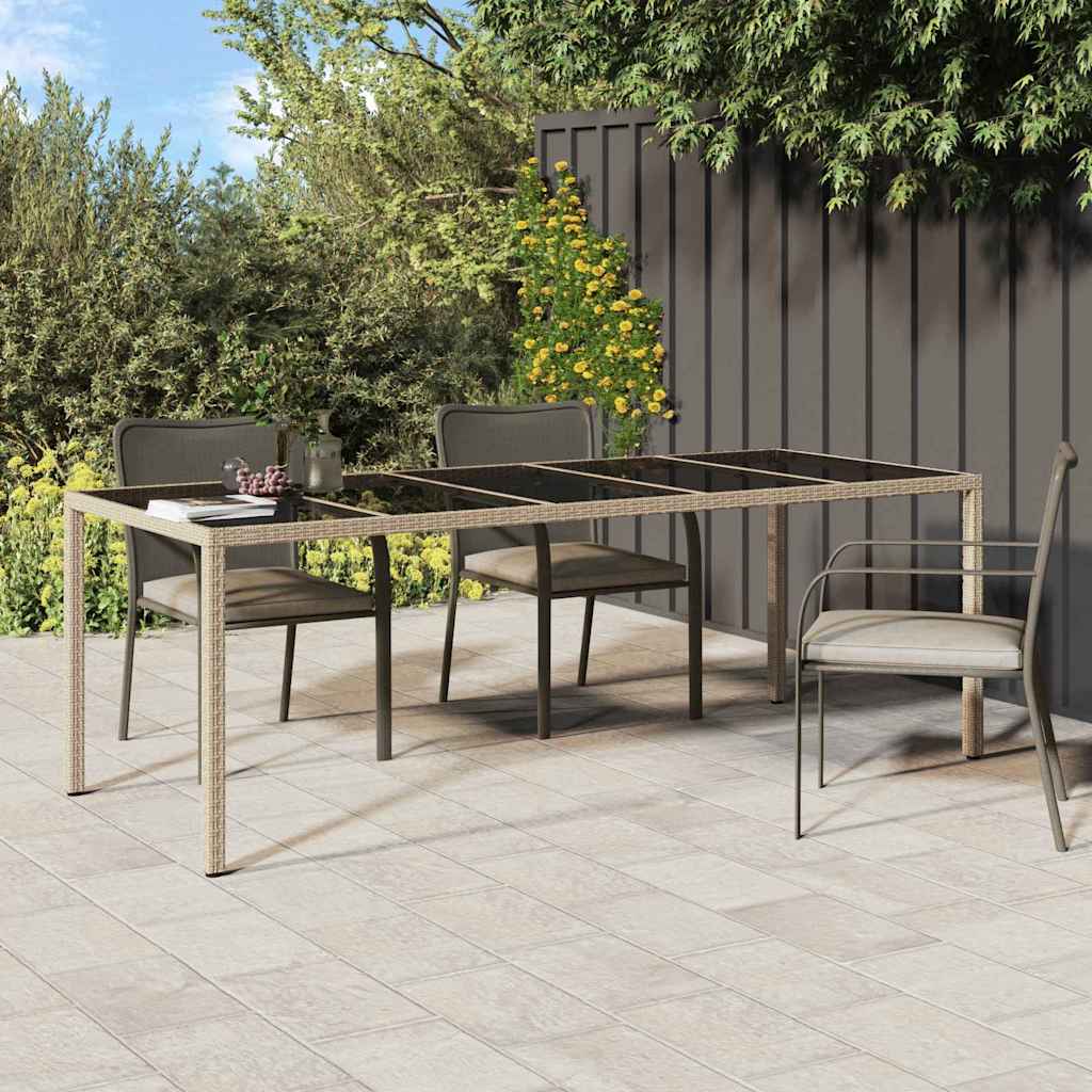 Garden Table 250X100X75 Cm Tempered Glass And Poly Rattan