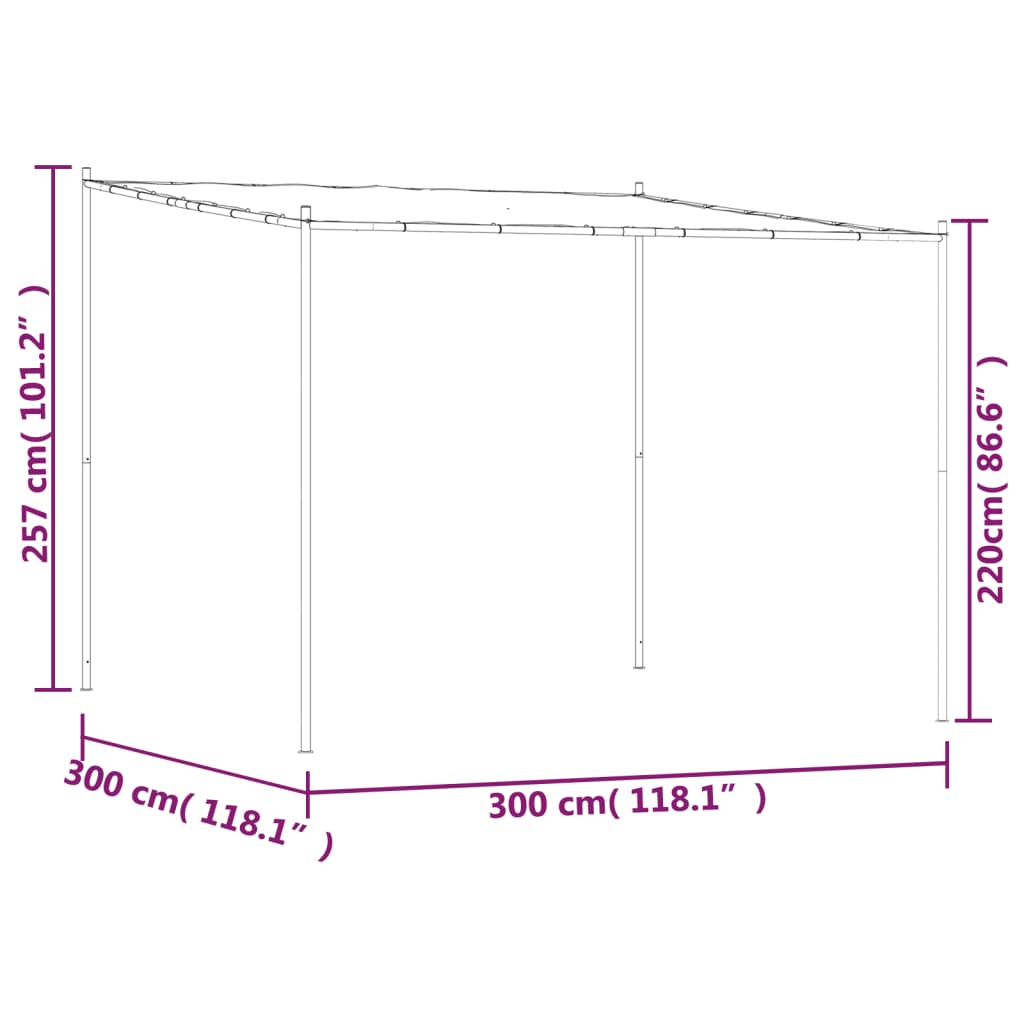 Gazebo Beige 3X3 M 180 G/M² Fabric And Steel