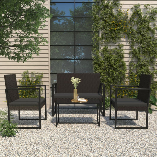 Garden Bench With Cushions Black 106 Cm Poly Rattan