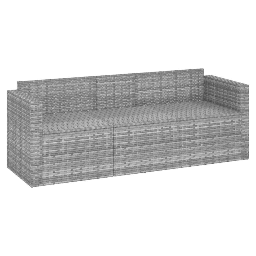 3-Seater Garden Sofa With Cushions Poly Rattan