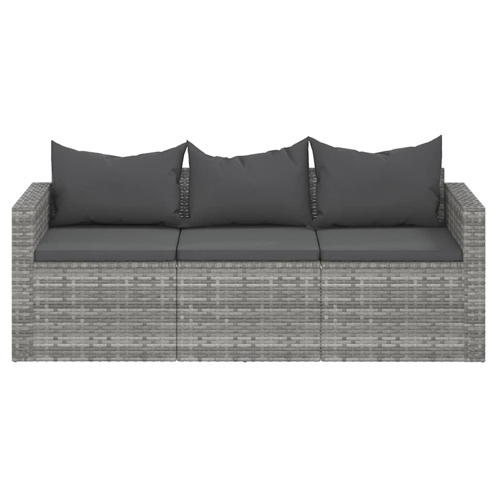 3-Seater Garden Sofa With Cushions Poly Rattan