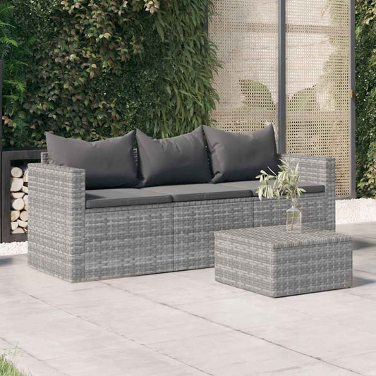 3-Seater Garden Sofa With Cushions Poly Rattan