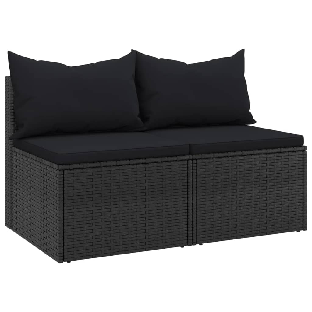 Garden Middle Sofas With Cushions 2 Pcs Poly Rattan
