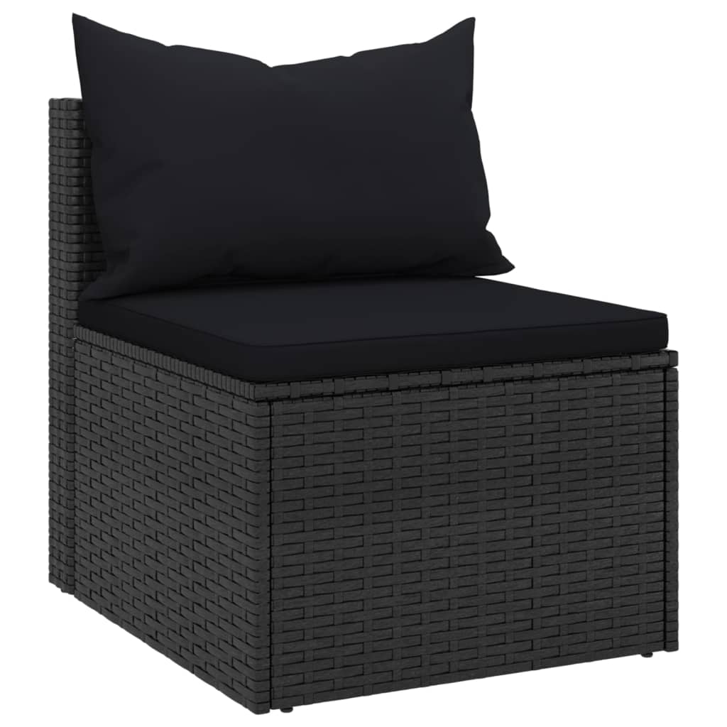 Garden Middle Sofas With Cushions 2 Pcs Poly Rattan