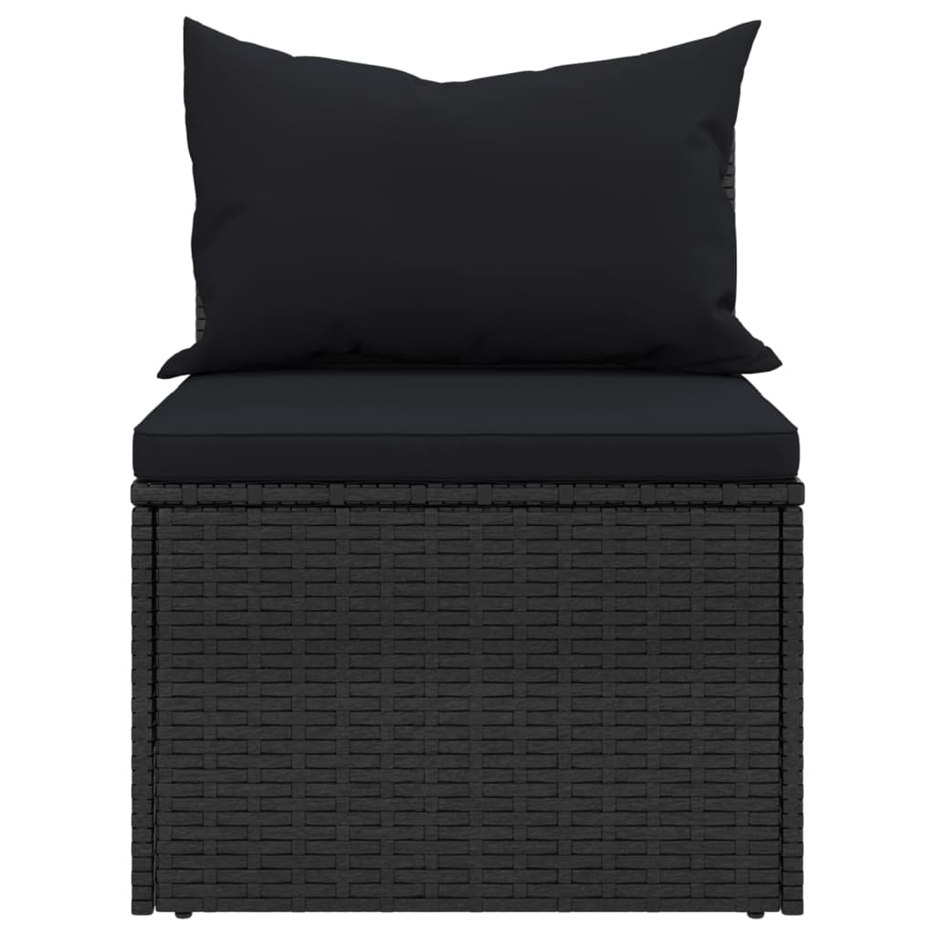 Garden Middle Sofas With Cushions 2 Pcs Poly Rattan