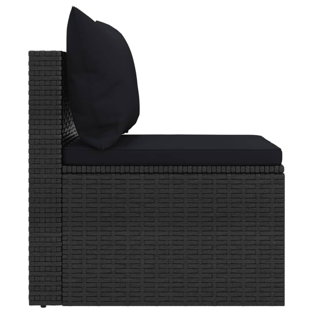 Garden Middle Sofas With Cushions 2 Pcs Poly Rattan