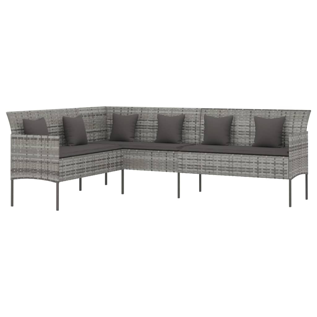 L-Shaped Garden Sofa With Cushions Poly Rattan