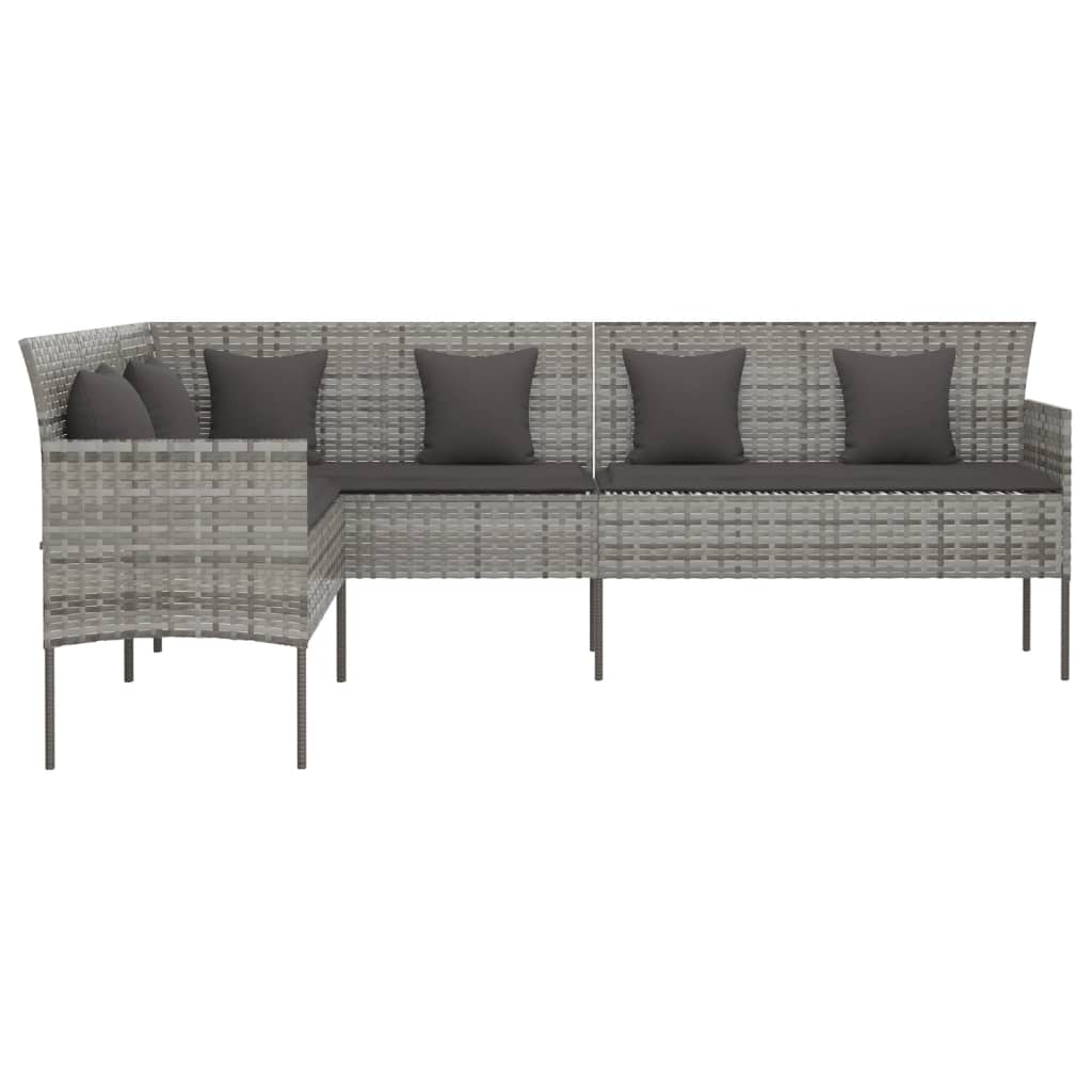 L-Shaped Garden Sofa With Cushions Poly Rattan