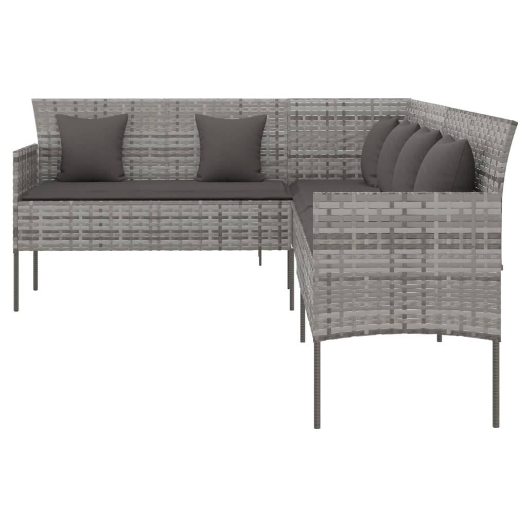 L-Shaped Garden Sofa With Cushions Poly Rattan