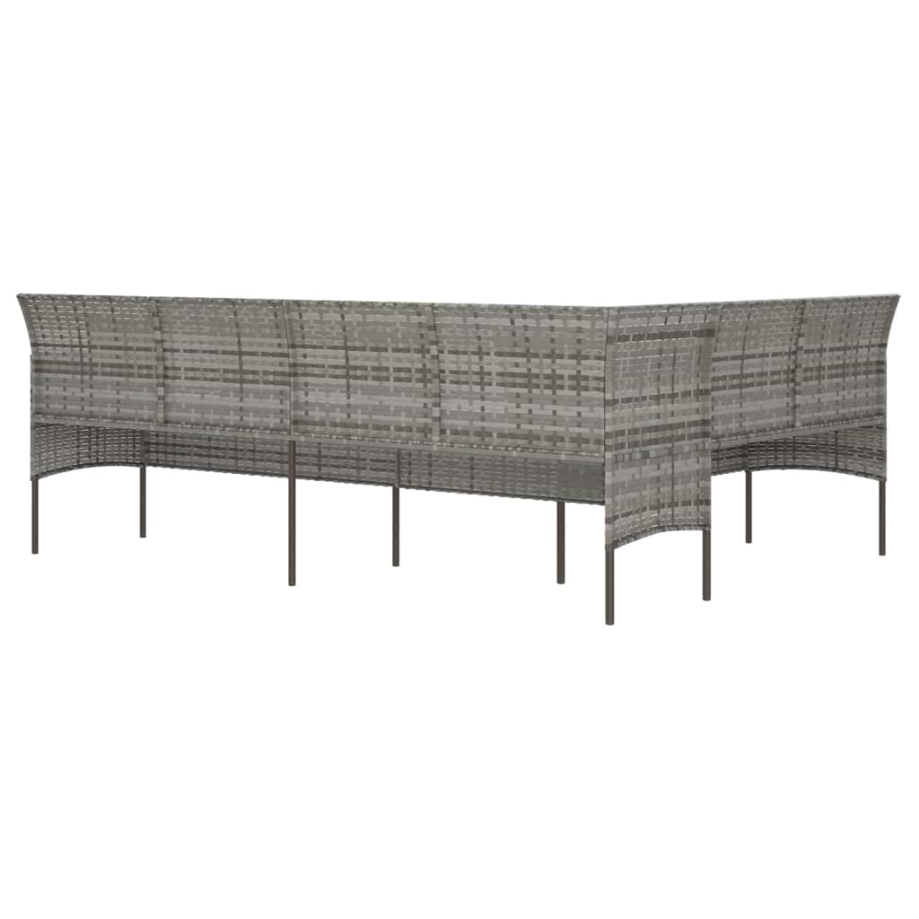 L-Shaped Garden Sofa With Cushions Poly Rattan