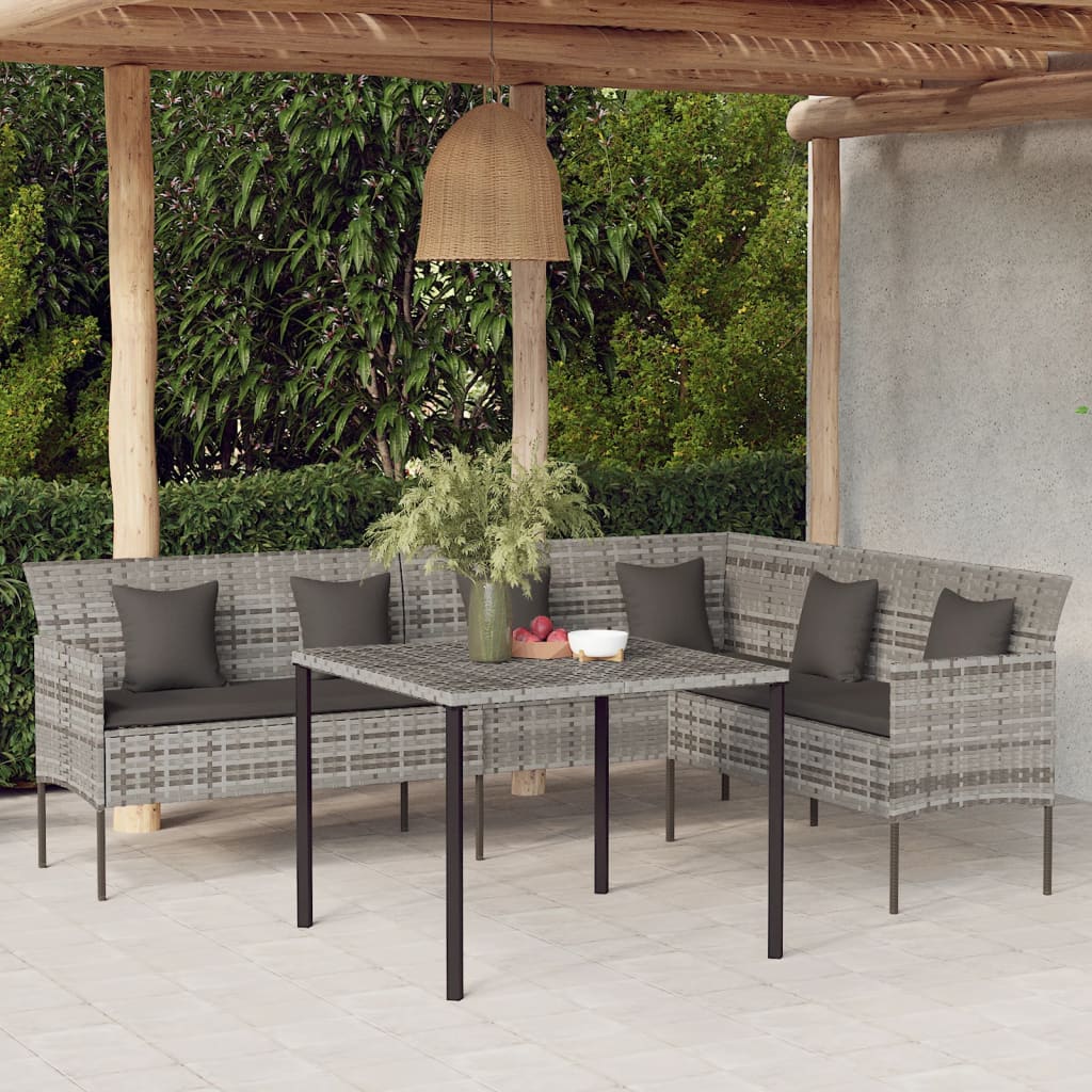 L-Shaped Garden Sofa With Cushions Poly Rattan