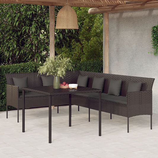 2 Piece Garden Dining Set With Cushions Poly Rattan