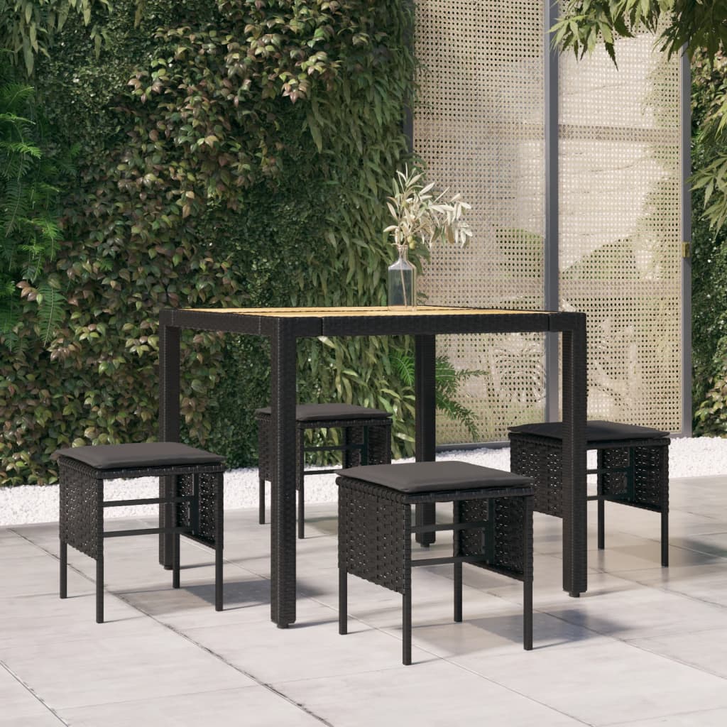 Garden Footstools With Cushions 4 Pcs Poly Rattan