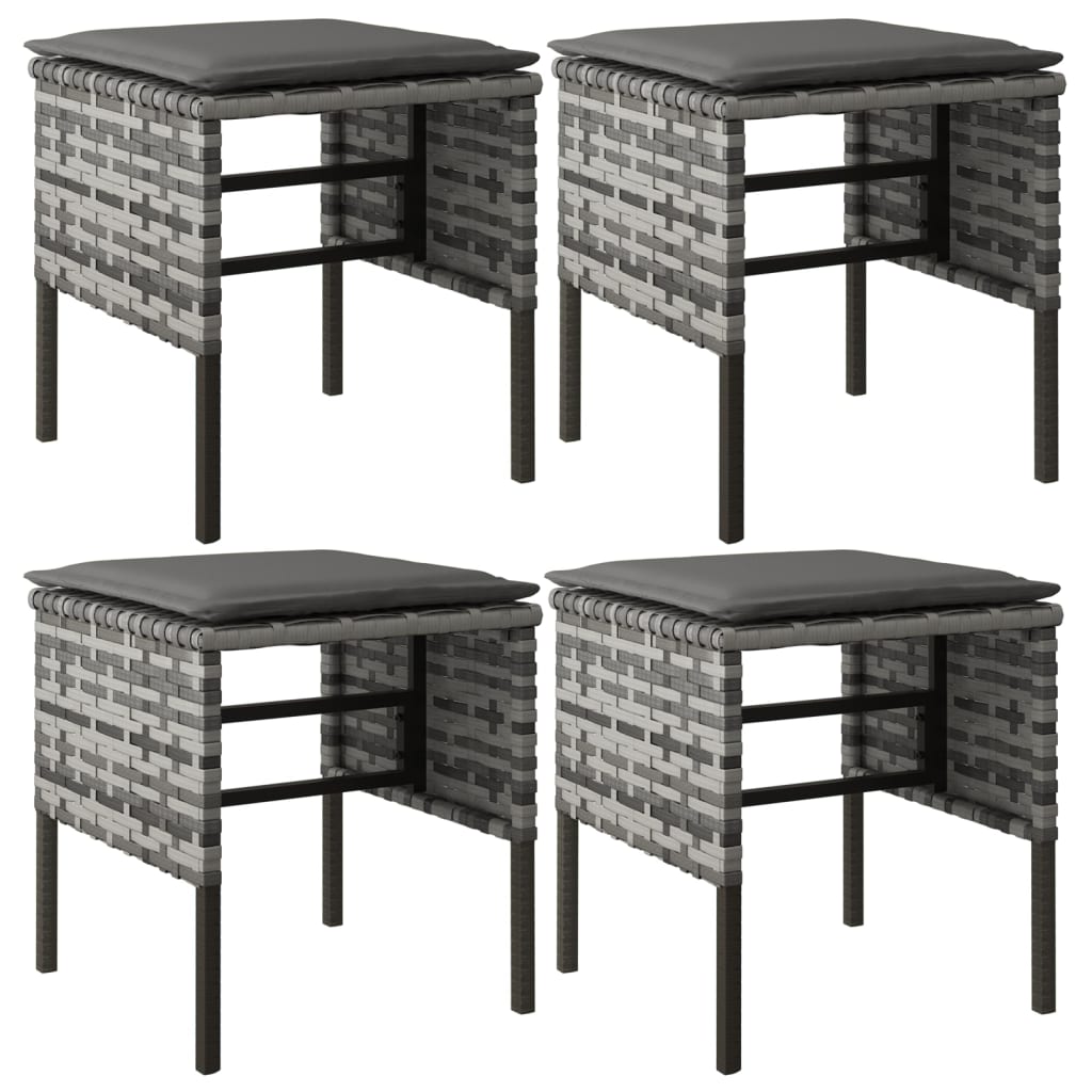 Garden Footstools With Cushions 4 Pcs Poly Rattan